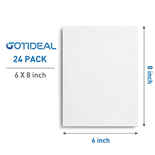 Canvases for Painting, 6x8 inch of 24 Pack, 100% Cotton | Professional Primed White Blank Flat Canvas Panels, Artist Canvas Boards for Acrylics Painting, Oil Watercolor Tempera - size: 6"x8"