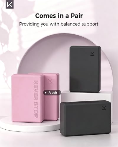 KEEP Yoga Block, High-Density EVA Foam 2 Pack Yoga Block with Non-Slip Textured Surface, Supportive, Lightweight - Ideal for Yoga - color: 2-pack-Cherry pink