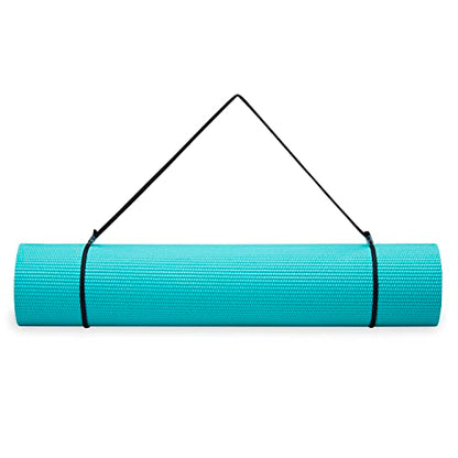 Gaiam Essentials 1/4" Thin (6mm) Yoga & Pilates, Fitness & Exercise Mat with Easy-Cinch Carrier Strap Cusion Support For Fitness and Gym Workouts - color: Teal