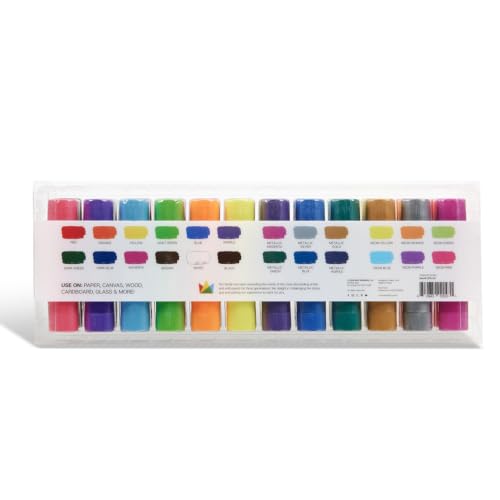 KINGART Tempera Paint Sticks – 24 Metallic & Neon Colors – Quick-Drying, Washable, Solid Paint Crayons – Mess-Free Multi-Surface Medium for Paper, Wood, Canvas, & Glass