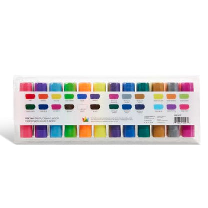 KINGART Tempera Paint Sticks – 24 Metallic & Neon Colors – Quick-Drying, Washable, Solid Paint Crayons – Mess-Free Multi-Surface Medium for Paper, Wood, Canvas, & Glass