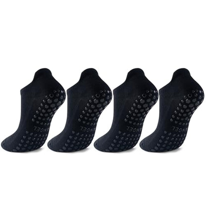 PilatesYogaGripSocksforWomenCushionedGrippyCottonNonSlipAthletic - color: 4 Pairs Black