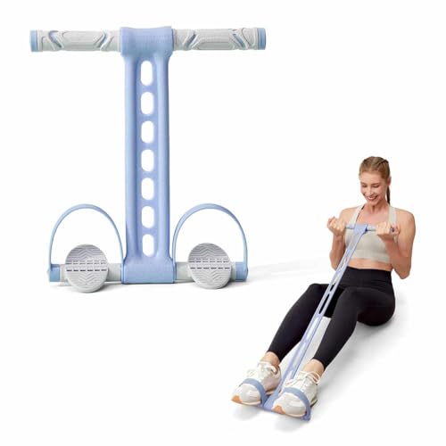YOTTOY Pedal Resistance Band, Thick Elastic Tension Rope with Handles, Sit-Up Pull Rope Fitness Equipment for Leg, Arm, Abs, Waist, Home Gym & Yoga Training - color: Blue