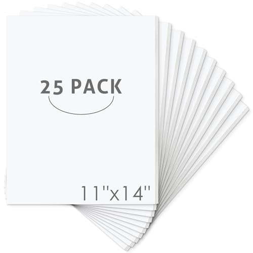 Mat Board Center 11x14x1/8" White High-Grammage Foam Core Board Pack of 25 | Acid Free, Polystyrene, Warp-Resistant, Double-Sided Foam Poster Board, Easy to Cut & Write for Display, Draw, Crafts & Art - color: White, size: 11x14