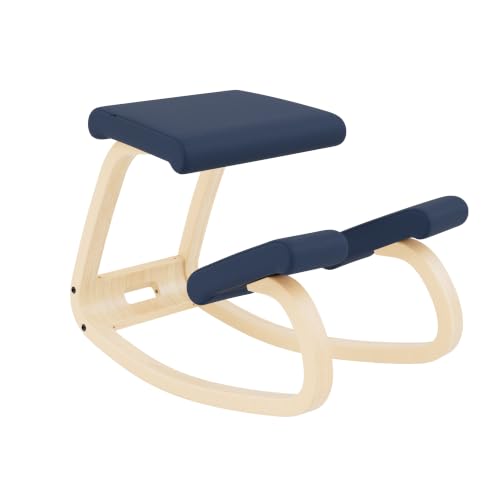 Varier Ergonomic Kneeling Chair, Rocking Knee Stool for Home Office Desk - color: Naturalal/Blue Tonal