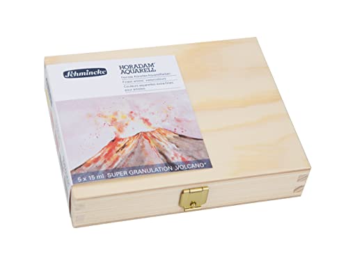 Schmincke - HORADAM® AQUARELL, Super-Granulation Set Volcano, 5 x 15 ml tubes, 74 868 097, wooden box, very strong granulating colors, finest, supergranulating watercolors - color: Volcano, size: 2.54 Fl Oz (Pack of 1)
