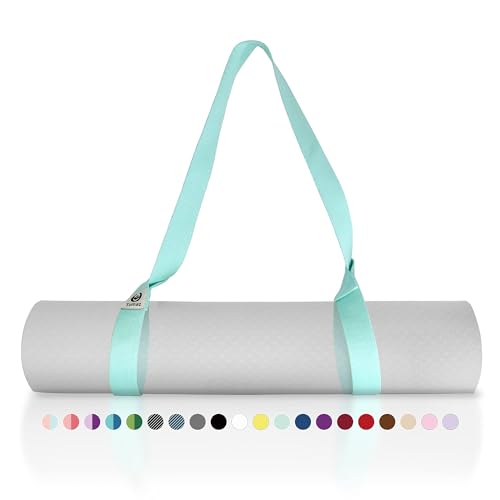Tumaz Yoga Mat Strap Adjustable Carrier for All Yoga Mats, 2 Sizes | Extra Thick Cotton Blend |16+ colors are available | Fits Most Yoga Mats | Soft Woven Texture | Comfortable Shoulder Carry - color: 14. Turquoise, size: 85 IN