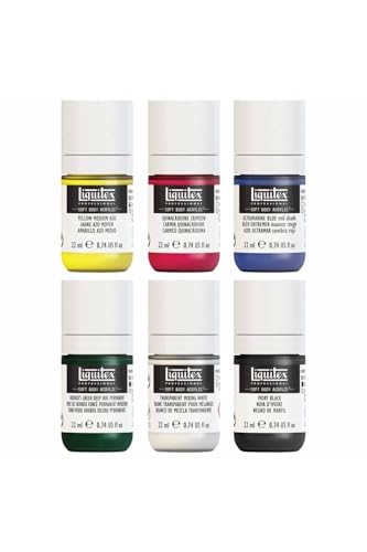 Liquitex Soft Body Acrylic Paint, 6 x 22ml (0.74-oz), Mixing Set | Low Viscosity, Highly Pigmented, Satin Finish, Retains Subtle Brush Strokes, Great Surface Coverage, Highly Versatile - style: Mixing Set 6 x 22ml (0.74-oz)