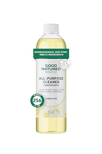 Good Natured Brand All-Purpose Cleaner Concentrate | Multi-Surface Cleaner | Natural Lemon Essential Oil | Multipurpose Cleaner Concentrate All Surfaces | Lemon Love | 16oz makes 256oz - size: 16 Fl Oz
