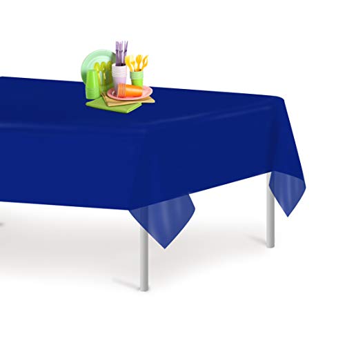 Navy Blue 1 Pack Premium Disposable Plastic Tablecloth 54 Inch. x 108 Inch. Rectangle Table Cover - color: Navy, size: 108" x 54" (Rectangular)