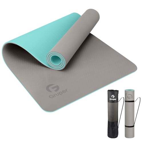 Gruper Yoga Mat Non Slip, Eco Friendly Fitness Exercise Mat with Carrying Strap,Pro Yoga Mats for Women,Workout Mats for Home, Pilates and Floor Exercises - color: Carbon Gray, size: 0.24*24*72 Inches