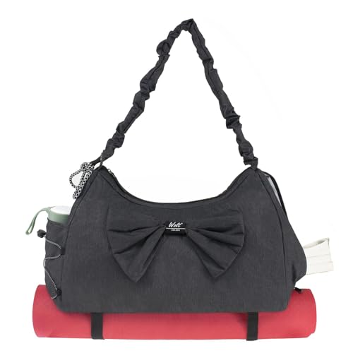 WOLT Gym Bag For Women, Yoga Mat Bag with Shoes Compartment, Wet Pocket and Water Bottle Pocket - color: Black