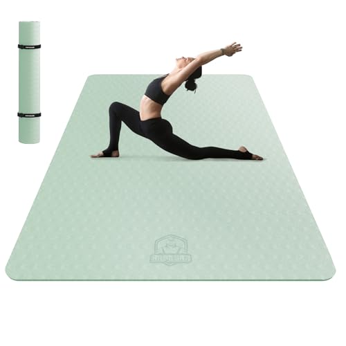 HAPBEAR Extra Large Yoga Mat - 72"x48"x6mm (1/4 inch), Non-Slip, Durable, Thick Wide Exercise Mat for Home Workouts, Yoga, Pilates, Stretching and Cardio Workouts - color: 78"x54"- Green, size: 6MM