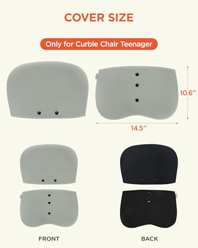 curble Wider Cover, Detachable Cover for Teenager Chair, Ergonomic Chair Back Support and Lumbar Support (Cover Grey) - color: Cover Grey