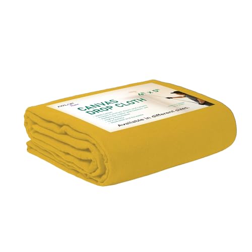 Canvas Drop Cloth for Painting 4x5 feet Pack of 1-8oz Painters Drop Cloths for Painting - All Purpose Canvas Tarps for Floor & Furniture Protection - Recycled Cotton Fabric - color: Yellow, size: 4x5 Ft - 1 pc