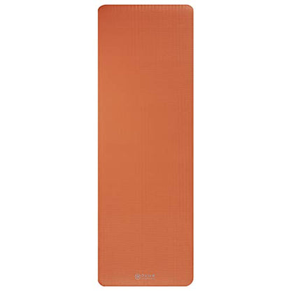 Gaiam Thick Yoga Mat, Exercise & Fitness Mat with Easy-Cinch Carrying Strap - color: Orange, size: 2/5" (10MM)