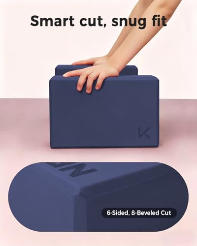 KEEP Yoga Block, High-Density EVA Foam 2 Pack Yoga Block with Non-Slip Textured Surface, Supportive, Lightweight - Ideal for Yoga - color: 2-Pack-Navy Blue