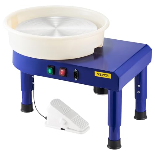 VEVOR 14in Pottery Wheel for Adults Beginners, 0-6in Height-Adjustable, 450W Pottery Forming Machine 60-300RPM Electric Ceramic Wheel, Blue - color: Blue