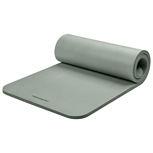 Retrospec Solana Yoga Mat 1" Thick w/Nylon Strap for Men & Women - Non Slip Exercise Mat for Home Yoga, Pilates, Stretching, Floor & Fitness Workouts - color: Sage