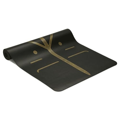 Liforme Travel Yoga Mat - Patented Alignment Design, Advanced Non-Slip Grip - color: Black & Gold