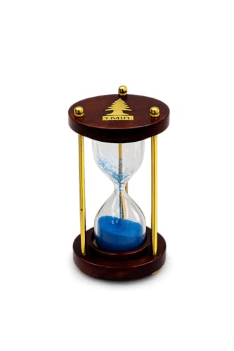 Wooden Sand Timer 4 Inch, Hourglass for Time Management and Decoration Elegant Timer for Desk Office & Decoration Study Timer (Brown Brass Pink) - color: Brown Brass Sky Blue