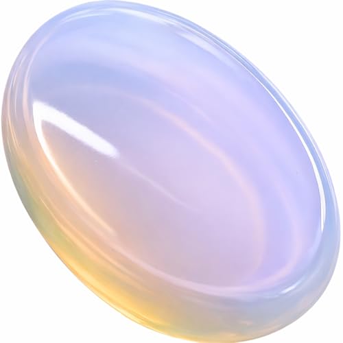Natural Polished Thumb Palm Crystal for Meditation, Opalite Worry Stone for Stress Relief, Anxiety Support & Pocket Reiki Healing - color: Opalite