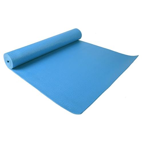 Fitvids All Purpose 1/4-Inch High Density Anti-Tear Exercise Yoga Mat with Carrying Strap with Optional Yoga Blocks, Multiple Colors - color: Blue