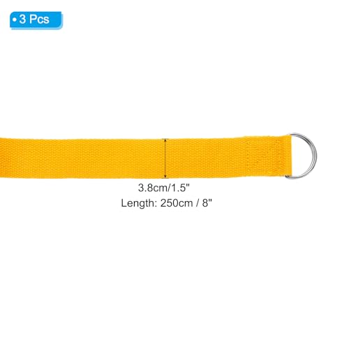 PATIKIL Yoga Strap for Stretching Cotton Yoga Belt with Adjustable Metal D-Ring Buckle Stretch Band for Fitness Pilates - color: Yellow