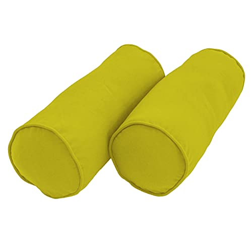 Blazing Needles Double-Corded Solid Twill Bolster Pillows with Inserts (Set of 2), 20" x 8", Mojito Lime - color: Mojito Lime