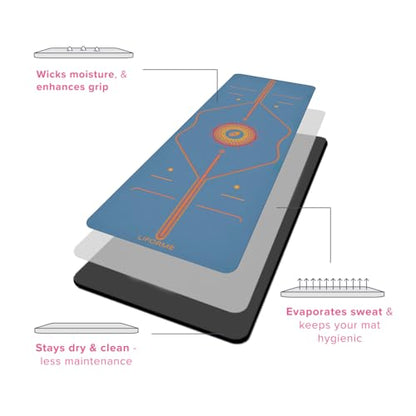 Liforme Printed Yoga Mat - Patented Alignment Design, Ultimate Grip - color: Radiant Sun - Blue