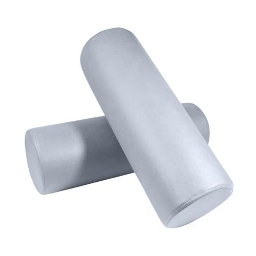 2 Pack Neck Roll Pillow, High-Density Foam Cylinder Bolster Pillow for Neck, Back & Lumbar Support, Ergonomic Round Pillow for Side Sleepers, Sleeping (7.9''x23.6'' Medium Grey) - color: Medium Grey, size: 23.6x7.9IN