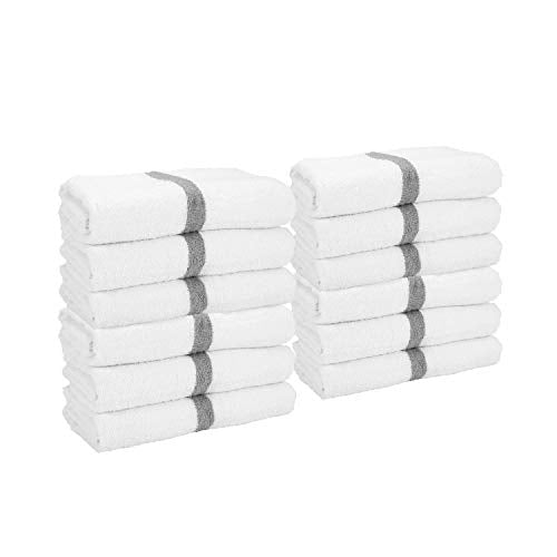 Arkwright White Bath Gym Towel - Pack of 6 - Bulk 100% Cotton Soft Quick Dry Sweat Absorbent Hotel Quality Towels for Workout, Bathroom, Spa, Pool, 22 x 44 in, Grey - color: Grey, size: 22 x 44 in. (6 Pack)
