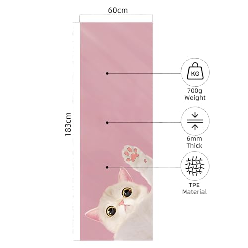 FOLAI Extra Thick Yoga Mat 6mm - color: pink cat