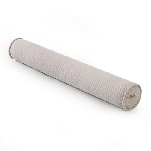 Long Round Body Pillow for Adults – Corduroy Cervical Roll Bolster Pillow, Firm Support for Spine Alignment & Side Sleeping,59 x 7.87 Inches,Beige Gray - color: Beige Gray, size: 59"x7.87"