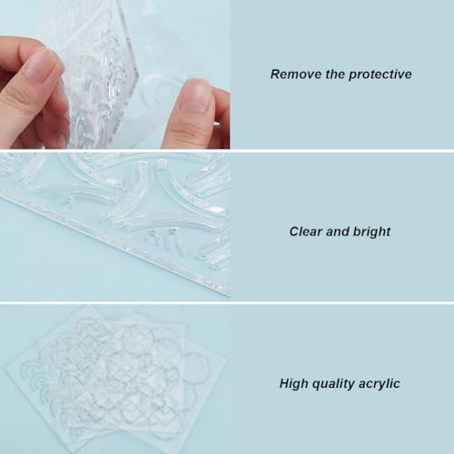 FREEBLOSS 4pcs Acrylic Sashiko Stencil 12 * 12cm Plastic Sashiko Stencil Kit Sashiko Pattern Template Acrylic Embroidery Tool Sashiko Template for Sewing Hand - style: Traditional