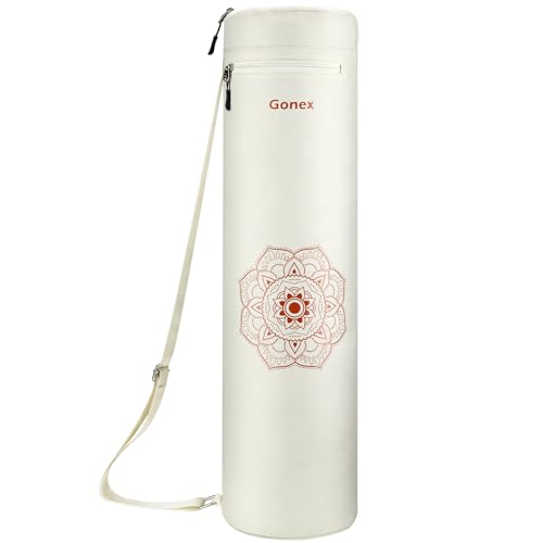 Gonex Yoga Mat Bag, Full-Zip Mat Carrier | 600D Oxford Fabric, Wet Pocket, Front Zip Pocket, Adjustable Strap, Fits Mats up to 26" - color: Beige