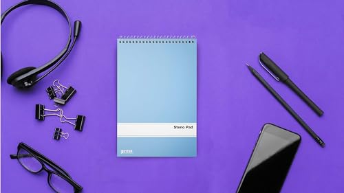 Better Office Products Steno Pads Spiral 6x9, 10 Pack, Gregg Ruled, 80 Sheets, Assorted Pastel Covers, Steno Notebooks Top Spiral for Note Taking