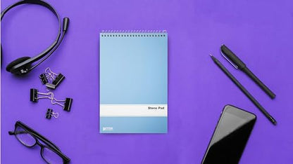 Better Office Products Steno Pads Spiral 6x9, 10 Pack, Gregg Ruled, 80 Sheets, Assorted Pastel Covers, Steno Notebooks Top Spiral for Note Taking