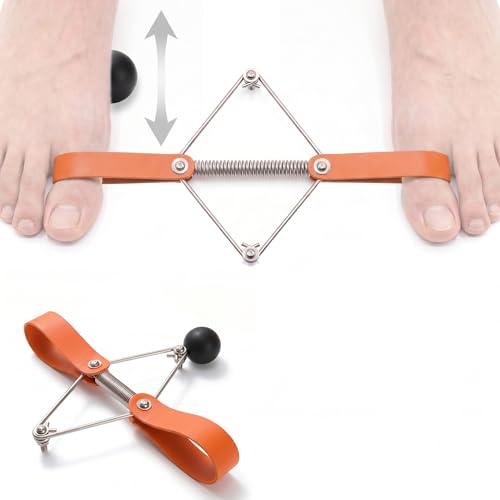 Pilates Toe Corrector with Yoga Ball, Premium Eco-Friendly Leather Toe Gizmo for Foot Pilates & Bunion Relief, Big Toe Alignment Stretcher Exercise Band for Women Men, Orange