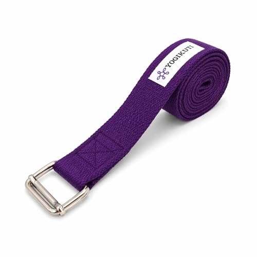 Yogikuti Premium Cotton Yoga Strap | Adjustable Yoga Belt for Stretching, Flexibility, Balance & Alignment | Yoga Accessories for Beginners, Pilates, Meditation, Exercise, Fitness & Physical Therapy - color: Purple, size: 7Ft(2mtr)