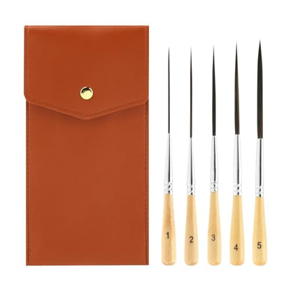 5 PCS Long Liner Paint Brushes with Storage Box, Detail Paint Brushes, Highly Flexible Liner Brush, Extra Long Fine Point for Acrylic Oil Scroll Outlining Drawing