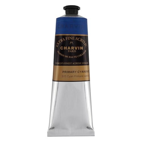 Charvin Extra Fine Professional Acrylic Paint - Primary Cyan, 150ml Tube, Triple-Milled, Lightfast Pigments, Open Stock Artist Acrylic Paints in Nature-Inspired Hues - color: Primary Cyan, size: 5.07 Fl Oz (Pack of 1)