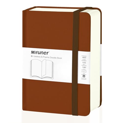 qianshan Mix Media Pad,3.5"x5.5" Small Hardcover Leather Art Sketchbook,105 GSM 200 Sheets/400 Pages Acid Free Artistic Painting Drawing Sketching Writing Paper, Handy Pocket Journal Notebook.Brown - color: 105gsm-brown