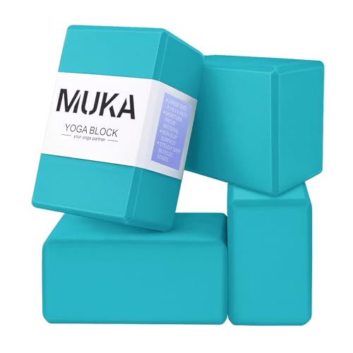 Muka Yoga Blocks 4x6x9 Inch, High Density EVA Foam Yoga Brick for Meditation, Pilates - color: Turquoise, size: 4 pack