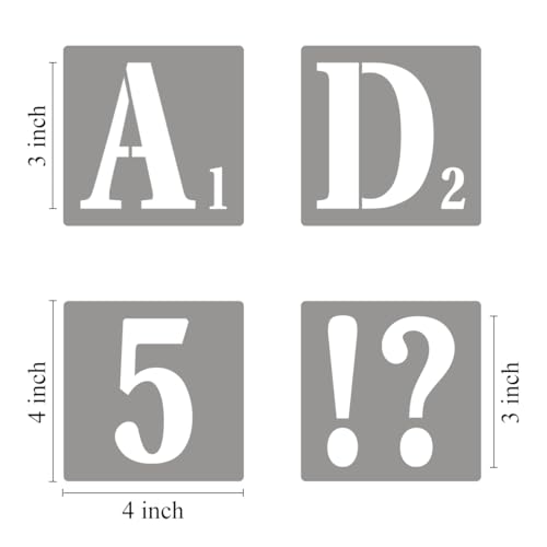 3 Inch Letter Stencils for Painting - 42 Pack Scrabble Alphabet Letters Numbers Templates with Signs for Painting, Reusable Scrabble Tiles Stencils for Chalkboard Wood Crafts & Wall Decor - size: 3 Inch