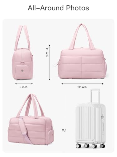 Gitus Travel Duffle Bag for Women Puffer Weekender Bags Carry on Gym Bag - color: Pink