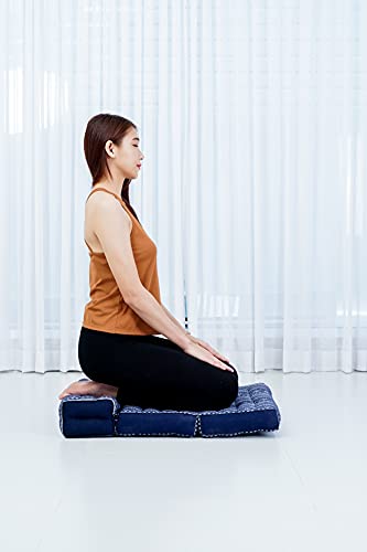 Leewadee Foldable Floor Mattress – 2 in 1 Floor Meditation Mat for Yoga and Relaxation, Seating Futon with Kapok - color: Cbt2 - Dark Blue