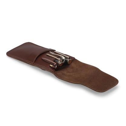 Leather Pen Sleeve Case for Fountain Pens, Multi Pen Holder Organizer, Handmade Full Grain Leather Pouch, Durable Protective Pen Cover, Classic Pen Storage Gift (Tan) - color: Tan