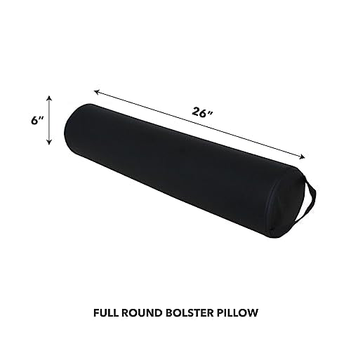 ForPro Full Round Bolster Pillow, Black, Oil and Stain-Resistant, for Massage and Yoga, 6” R x 26” L - color: Black, size: Full Round