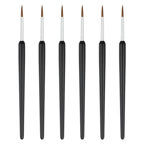 MECCANIXITY Miniature Detail Paint Brushes, 24mm Round Pointed Small Fine Tip Micro Paint Brushes for Fine Model Craft Art Face Acrylic Painting Oil Watercolor(Black, Pack of 6) - color: Black, size: 24mm